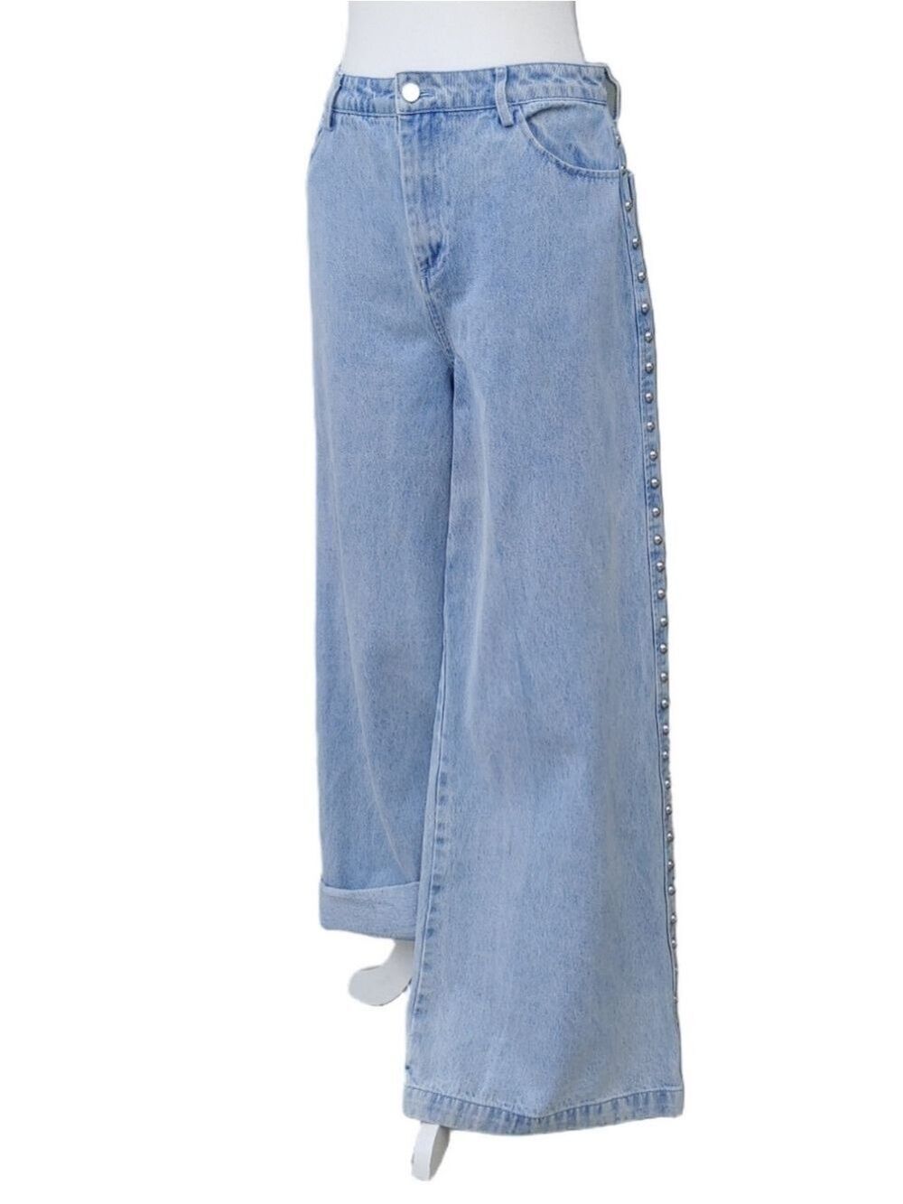House of Harlow 1960 Light Wash Studded Wide Leg Jeans Women's 6